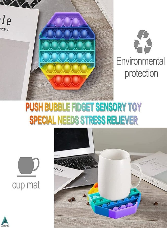 AIMERS Pop Fidget Toys Pack Sensory Toy Push Popping Bubble Fidget Toys for Adults Kids, Stress Toys Autism Toys Special Needs ADHD Anxiety Toys (2 Pack) (2 Pack Rainbow Octagon) - Image 2
